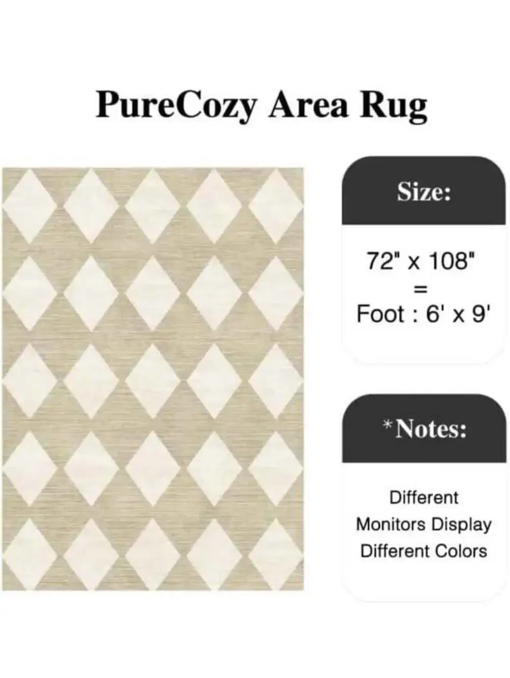 6x9 Checkered Area Rugs Living Room Machine Washable Rug NonSlip Stain Resistant